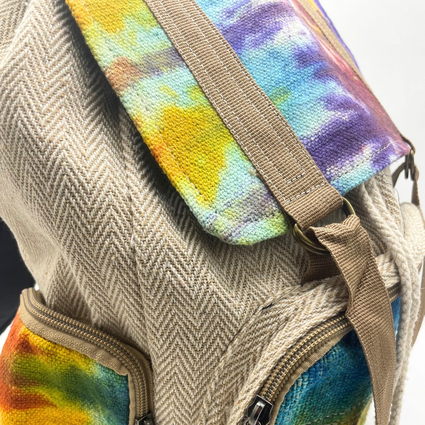 Mochila cuadrada grande de cáñamo Tiedye