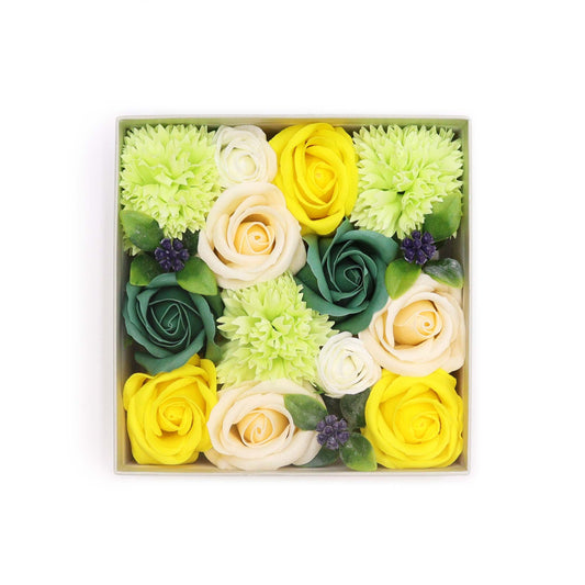 Caja Cuadrada - Celebraciones de Primavera - Amarillo y Verdes - Flores de Jabón