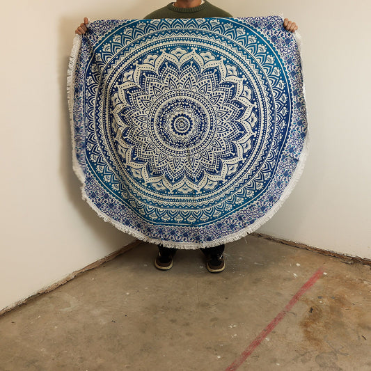 Pequeño Mandala Roundie de algodón (130cm) - Azul clásico