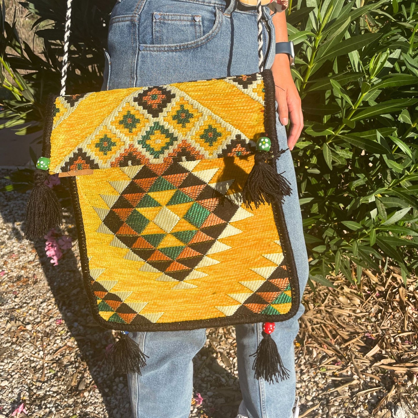 Bolso Bandolera Kilim de Color Amarillo