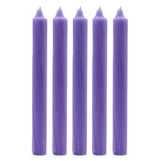 Velas a Granel de Color Lila Rústica (Paquete de 10 Unids)