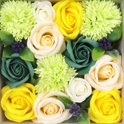 Caja Cuadrada - Celebraciones de Primavera - Amarillo y Verdes - Flores de Jabón