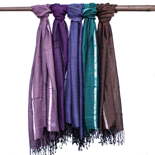 Bufandas bohemias indias grandes - 75x180cm - Colores aleatorios con hilo dorado