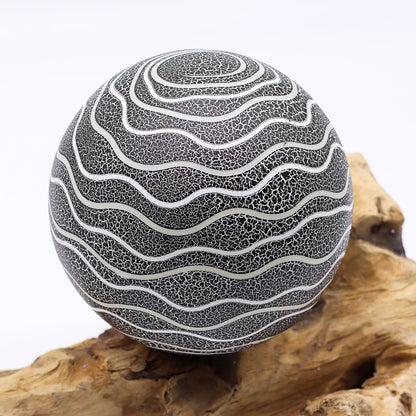 Lámpara de Mesa con Pantalla Esférica - A Rayas