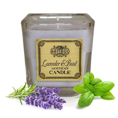 Vela de Cera de Soja con Fragancia a Lavanda y Albahaca