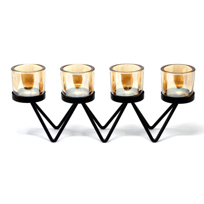 Candelabro de Hierro en forma de Zigzag para 4 Velas