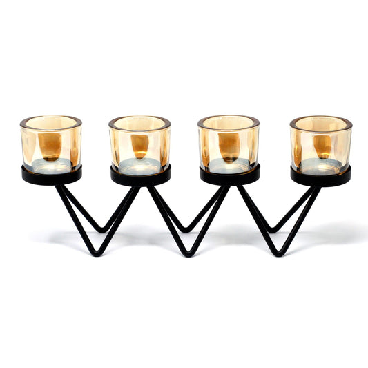 Candelabro de Hierro en forma de Zigzag para 4 Velas