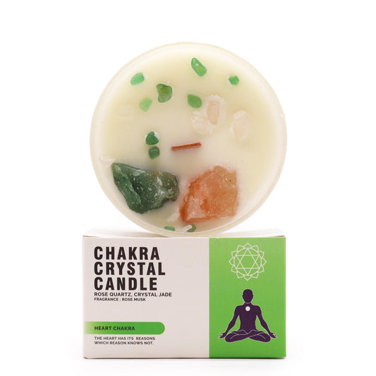 Velas de Cristal de Chakra, Cuarzo Rosa, cristal de jade  Chakra del corazón
