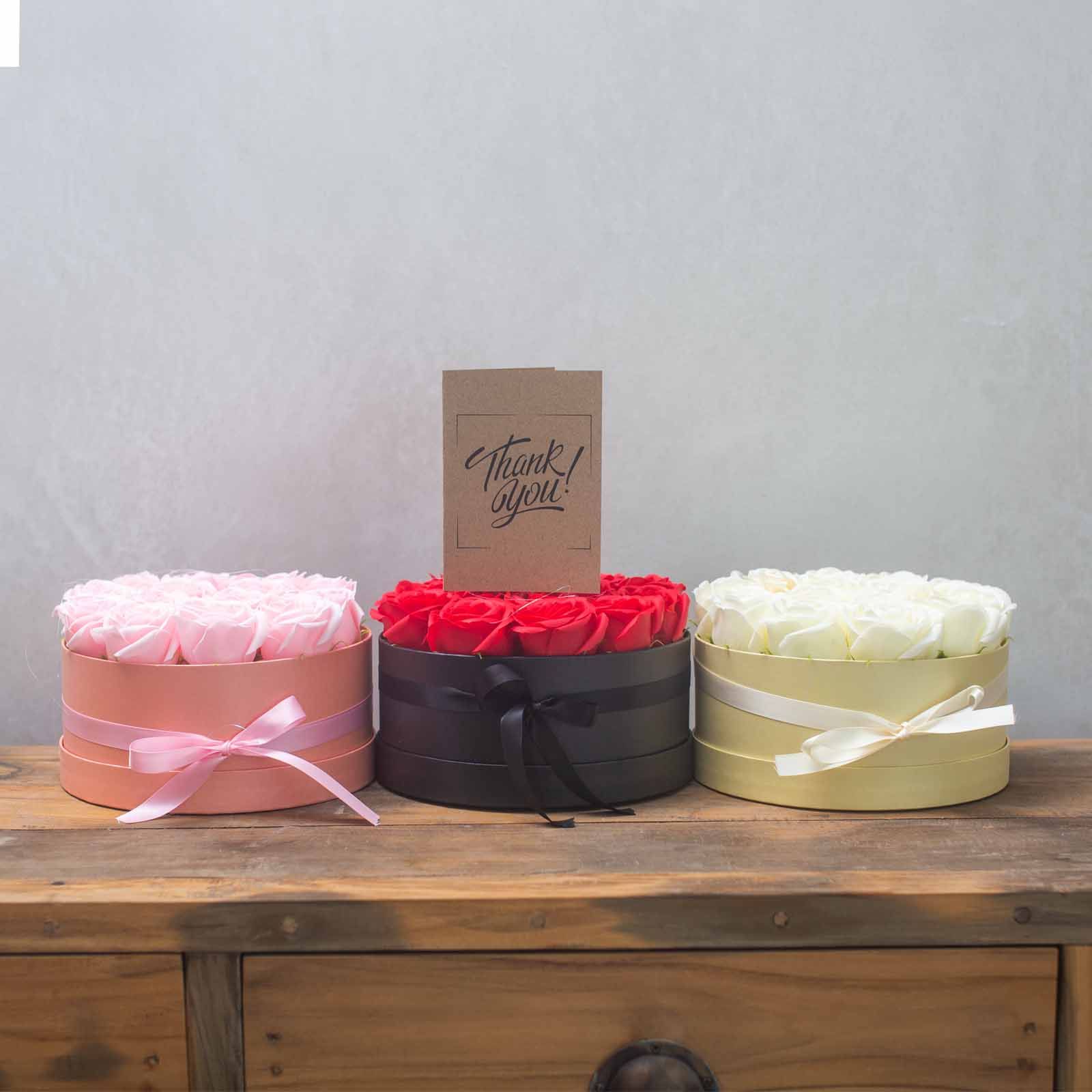 Caja de Regalo - Flor de Jabón  9 Rosas Rosas - cuadrado