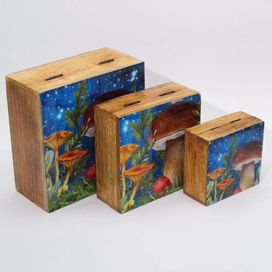 Caja Med Cuadrada 13.5x13.5x6cm - Diseño Champiñón Turquesa