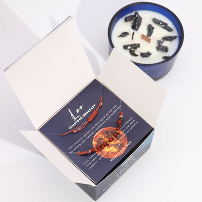 Vela de Cristal del Zodiaco con Pulsera de Piedras Preciosas Signo Leo