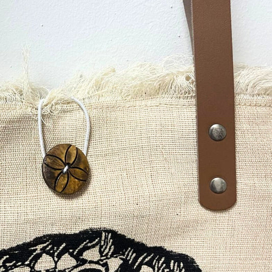 Bolso de material Natural con asa de Piel
