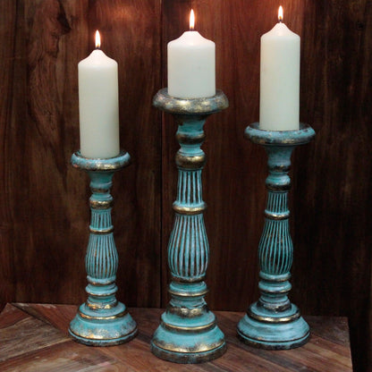 Soporte de Vela Grande Turquois Gold