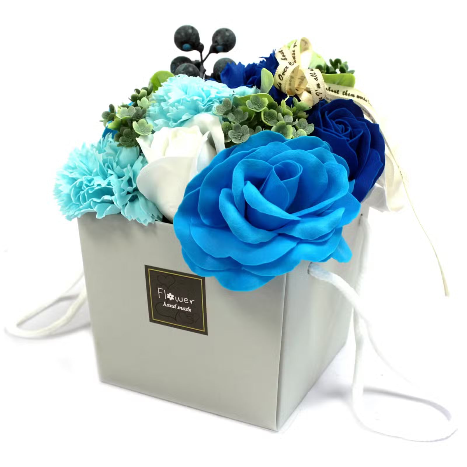 Bouquet de Flores de Jabón Rosas Azules y Clavel